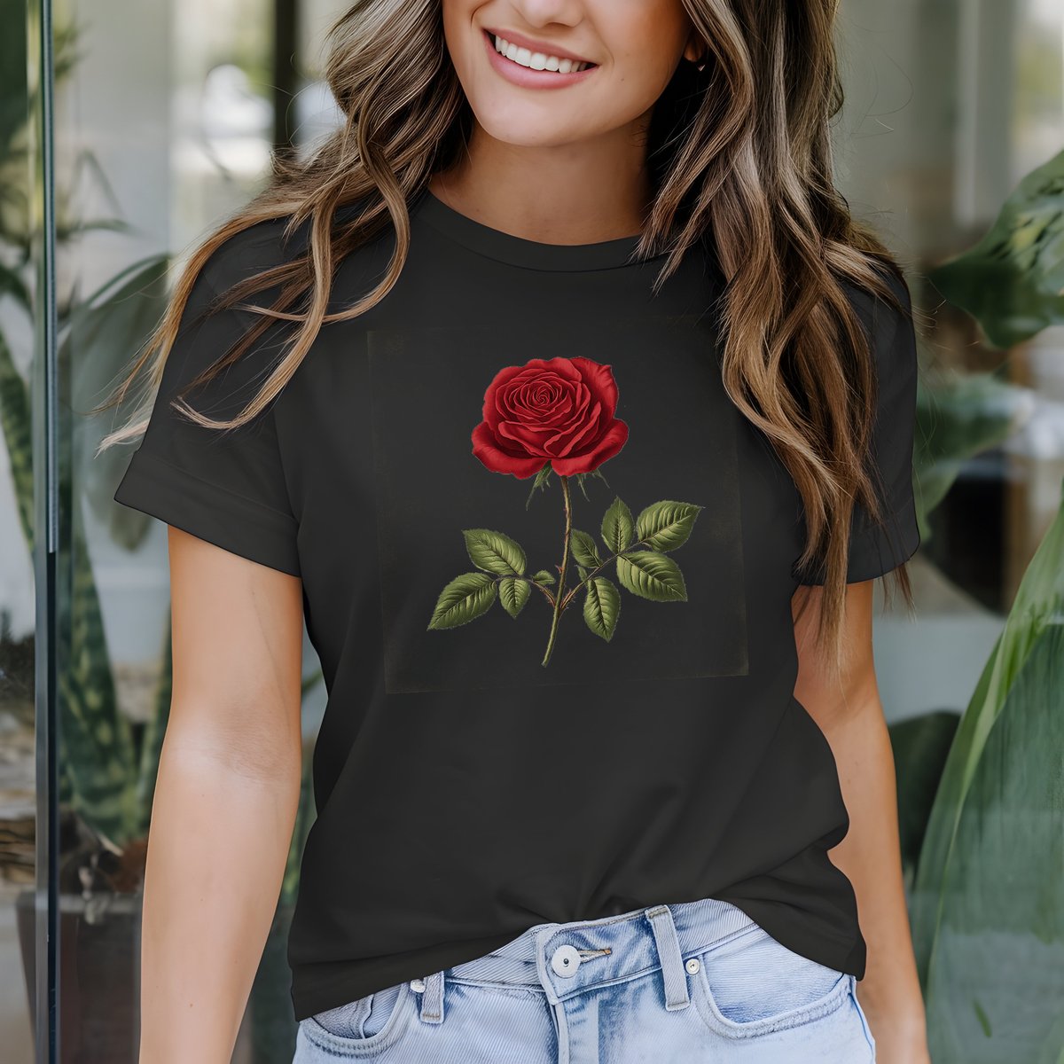 T-shirt feminina ALIZI Rosa Vermelha Vintage Atitude algodão 30.1